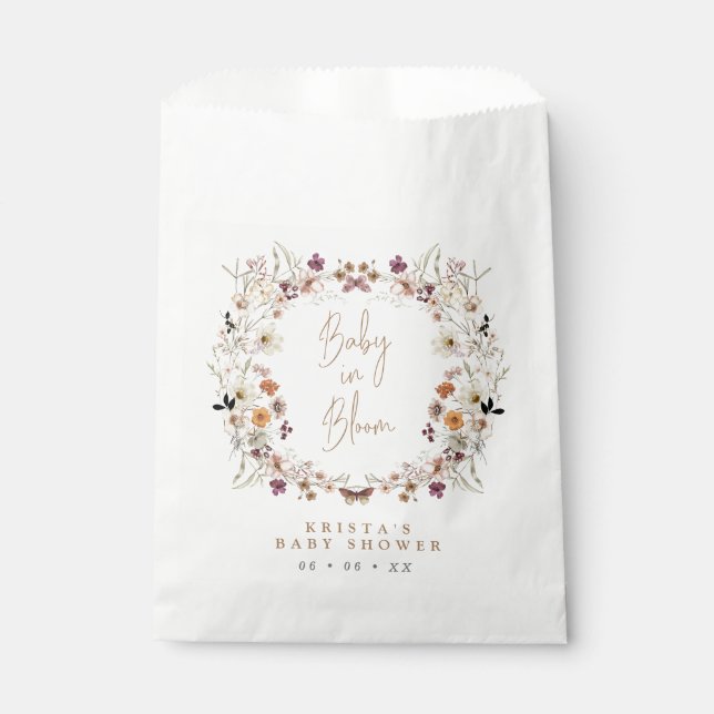 Fall Wild flower Wreath Baby In Bloom Baby Shower Favour Bag (Front)