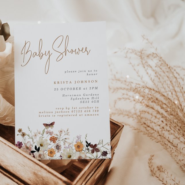 Fall Wild Flowers Boho Baby Shower Invitation (Creator Uploaded)