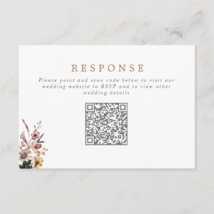 Fall Wild Flowers QR Code Wedding Website/RSVP Enclosure Card