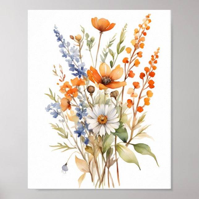 Fall Wild Flowers, Warm Autumn vibes Poster (Front)