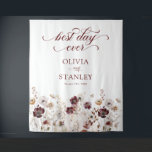Fall Wildflower Best Day Ever Wedding Tapestry<br><div class="desc">Make your boho fall wedding an affair to remember with our customizable photo booth tapestry! Featuring rustic watercolor autumn wildflowers,  charming pumpkins,  and the heartwarming 'best day ever' saying,  you'll have everything you need to create picture-perfect memories.</div>