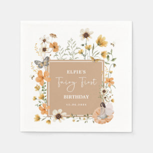 Fall Wildflower Fairy Fairy Girl Birthday Party Napkin