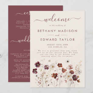 Fall Wildflower Field Beige Wedding Program