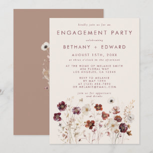 Fall Wildflower Field Engagement Party Invitation