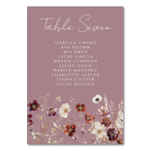 Fall Wildflower Field Wedding Table Number