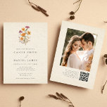 Fall Wildflower Garden Botanical Photo Wedding QR Invitation<br><div class="desc">A simple yet elegant wedding invitation designed with hand painted watercolor fall wildflower bouquet and a linen background giving a dramatic whimsical vintage look. Comes with a lovely personalized photo at the back and a QR Code to RSVP. Perfect for outdoor or garden wedding.</div>