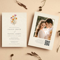 Fall Wildflower Garden Botanical Photo Wedding QR