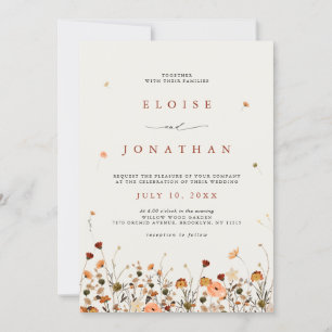 Fall Wildflower Garden Botanical QR Code Wedding Invitation