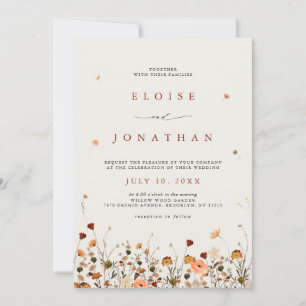 Fall Wildflower Garden Floral Boho chic Wedding    Invitation