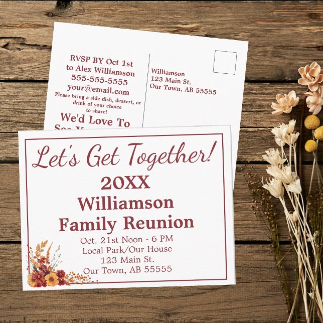 Fall Wildflower Get Together Reunion Postcard (Creator Uploaded)