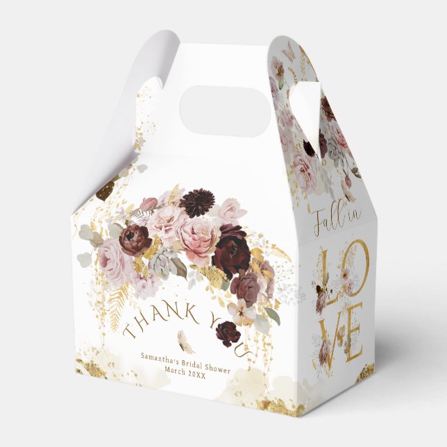 Fall Wildflower Gold Floral Bridal Shower Favor Box (Front Side)