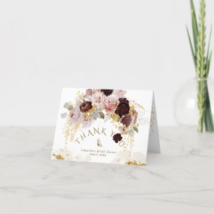 Fall Wildflower Gold Floral Bridal Shower Thank You Card
