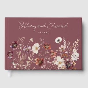 Fall Wildflower Mauve Wedding Guest Book