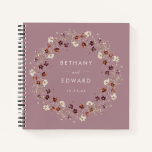 Fall Wildflower Mauve Wedding Guestbook Notebook