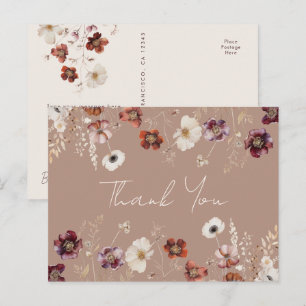 Fall Wildflower Meadow Wedding Thank You Postcard