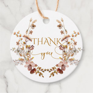 Fall Wildflower Minimalist Elegant Baby Shower  Favour Tags