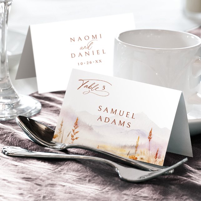 Fall Wildflower Mountain Foldable Place Card (Fall Wildflower Mountain Foldable Place Card)