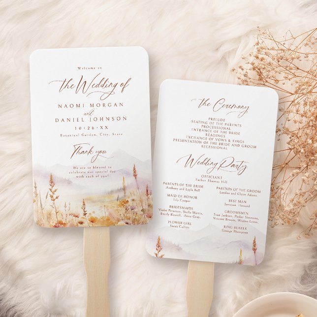 Fall Wildflower Mountain Rustic Wedding Programs Hand Fan (Fall Wildflower Mountain Rustic Wedding Programs Hand Fan)
