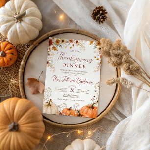 Fall Wildflower Pumpkin Thanksgiving Invite
