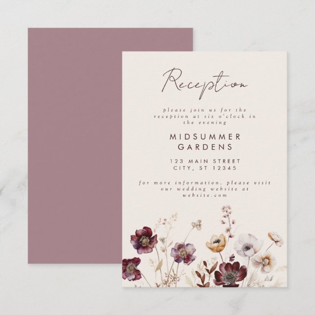 Fall Wildflower Wedding Reception Enclosure Card (Front/Back)