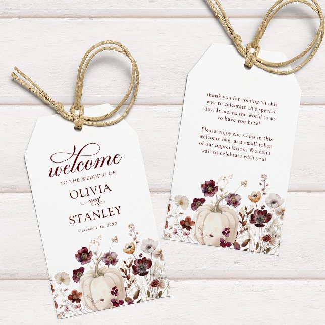 Fall Wildflower Wedding Welcome Gift Tags (Creator Uploaded)