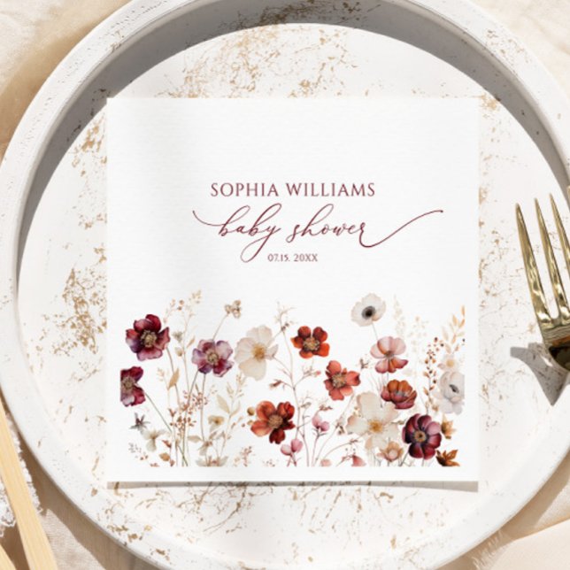 Fall Wildflowers Baby Shower Napkins (Creator Uploaded)