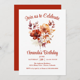 Fall Wildflowers Birthday Party Invitation