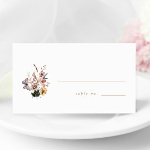 Fall Wildflowers Bouquet Wedding Escort Card