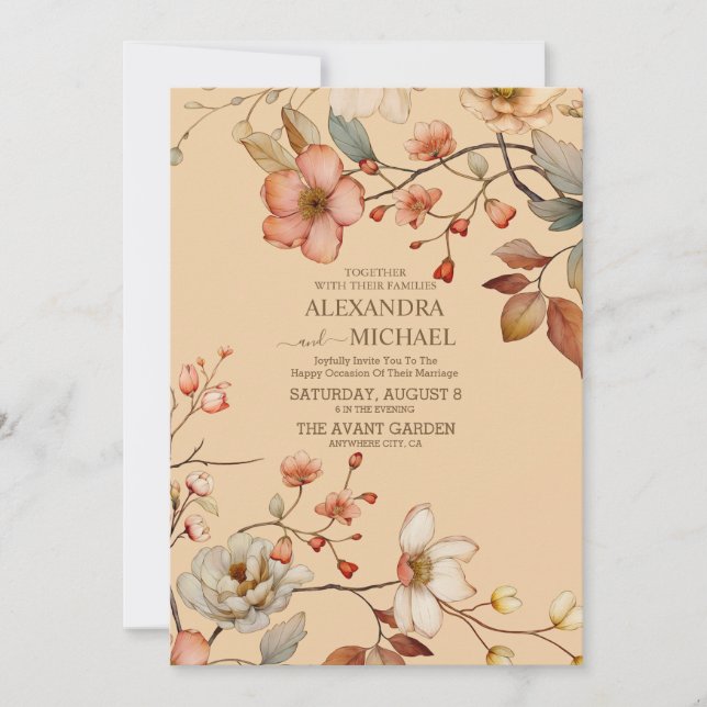 Fall Wildflowers Floral Wedding Invitation (Front)