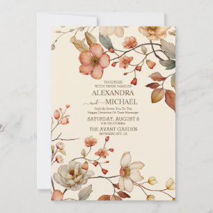 Fall Wildflowers Floral Wedding Invitation