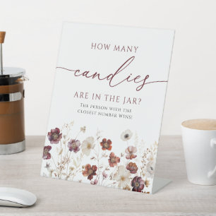 Fall Wildflowers How Many Candies Are In The Jar  Pedestal Sign