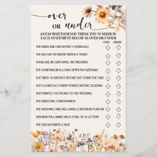 Fall Wildflowers Over or Under Shower Game Card