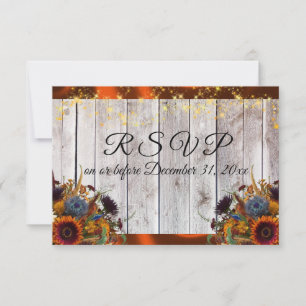 Fall Wildflowers Ribbon & Lights RSVP Card