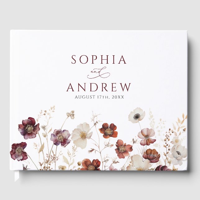 Fall Wildflowers Wedding Guest Book (Front)