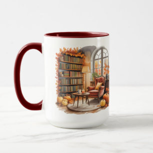 Fall Window Reading Mug — Cozy Chair & Books