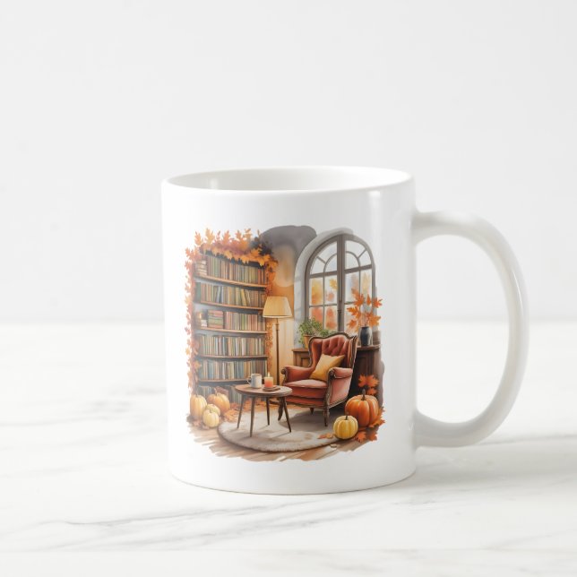 Fall Window Reading Mug — Cozy Chair & Books (Droite)