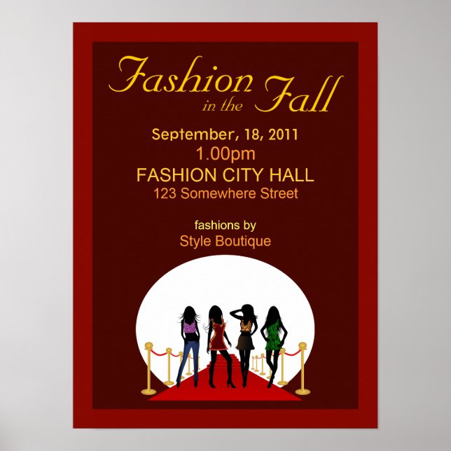 Fall Winter Fashion Show Designer Red Posters (Front)