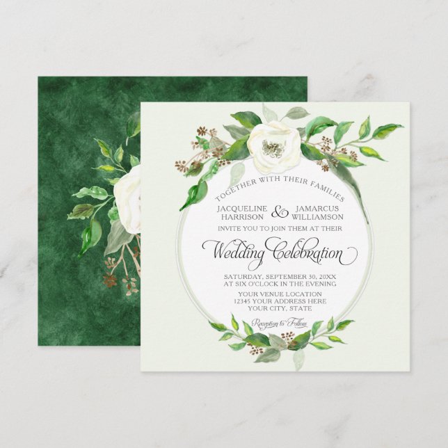 Fall Winter Forest Wood Bohemian BOHO Watercolor Invitation (Front/Back)