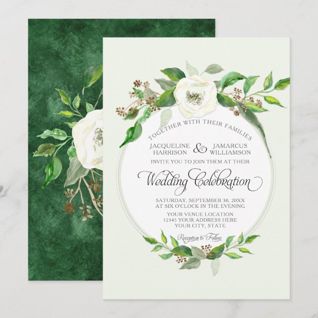Fall Winter Forest Wood Woodland BOHO Watercolor Invitation (Front/Back)