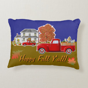 Fall/Winter Snowman, Little Red Truck, Farm House Accent Pillow
