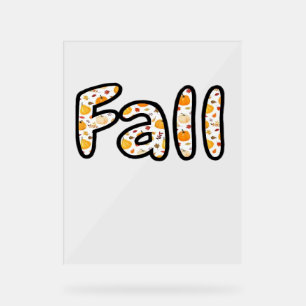 Fall with Pumpkin Background Autumn Season Printab Acrylic Sign