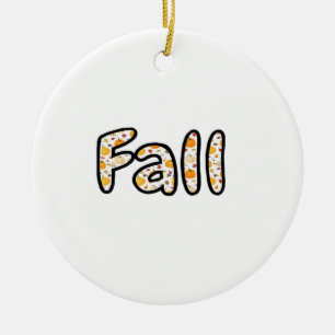 Fall with Pumpkin Background Autumn Season Printab Ceramic Ornament