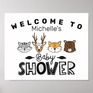 Fall Woodland Animal Shower Welcome Sign