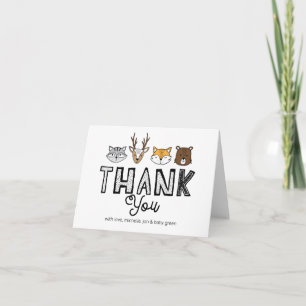 Fall Woodland Animal Thank You Card