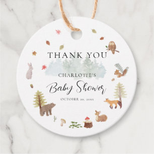 Fall Woodland Animals Boys Baby Shower Thank You Favour Tags