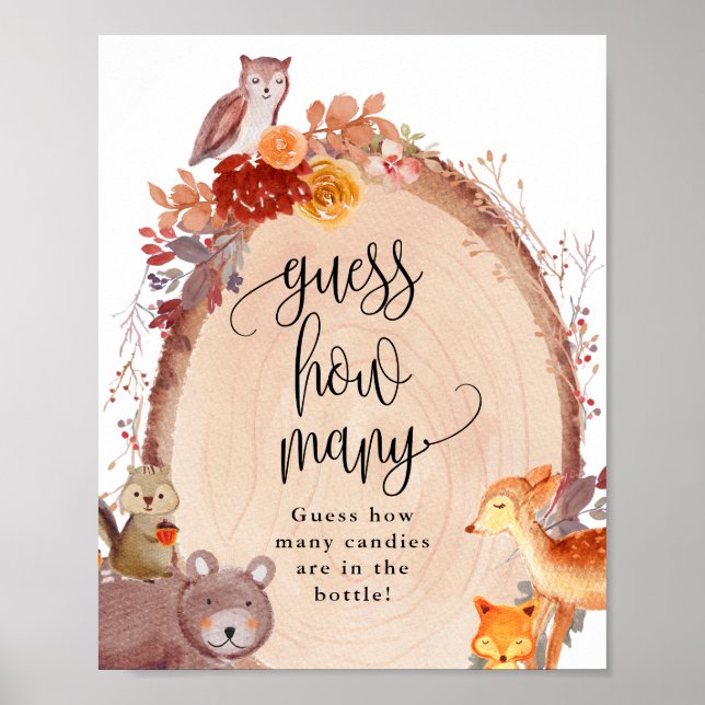 Fall Woodland Animals Guess How Many Game Sign (Front)