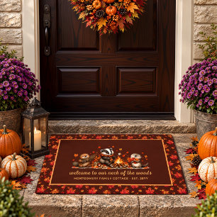 Fall Woodland Animals Personalized Autumn Doormat
