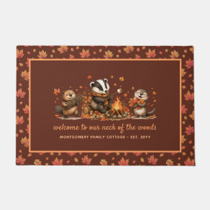 Fall Woodland Animals Personalized Autumn Doormat