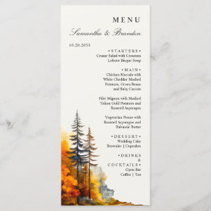 Fall Woodland, Autumn Forest Wedding Dinner Menu
