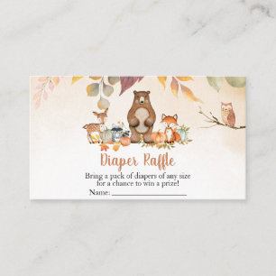 Fall Woodland Baby Shower Diaper Raffle Business Card